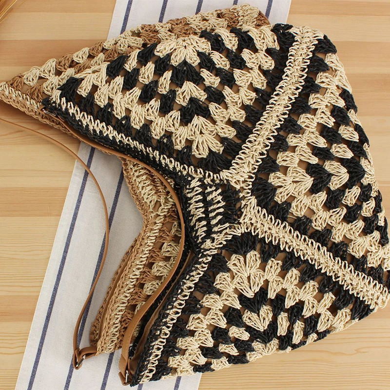 DHXJ Women Weaving Clutches Top-Handle Large Portable Shoulder Bag Summer Beach Purse Shopper Satchel Woven Straw Tote Handbag 240807