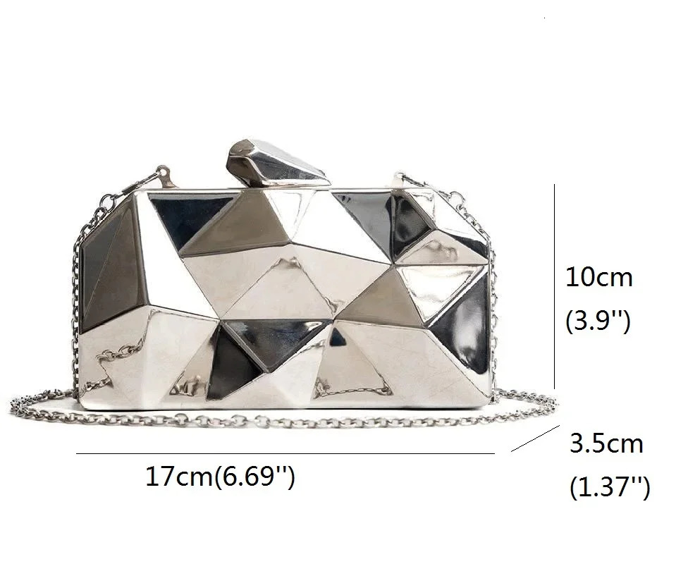 Womens Geometric Evening Bag Clutch Golden Acrylic Box Agent Chain Party Shoulder WeddingDate 240806Z