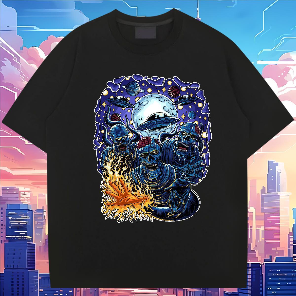 Designer Men T Shirts ET Clothes 230g Pure Cotton Street Wear High Quality Cartoon Print Short Sleeve Soft Men Tshirts