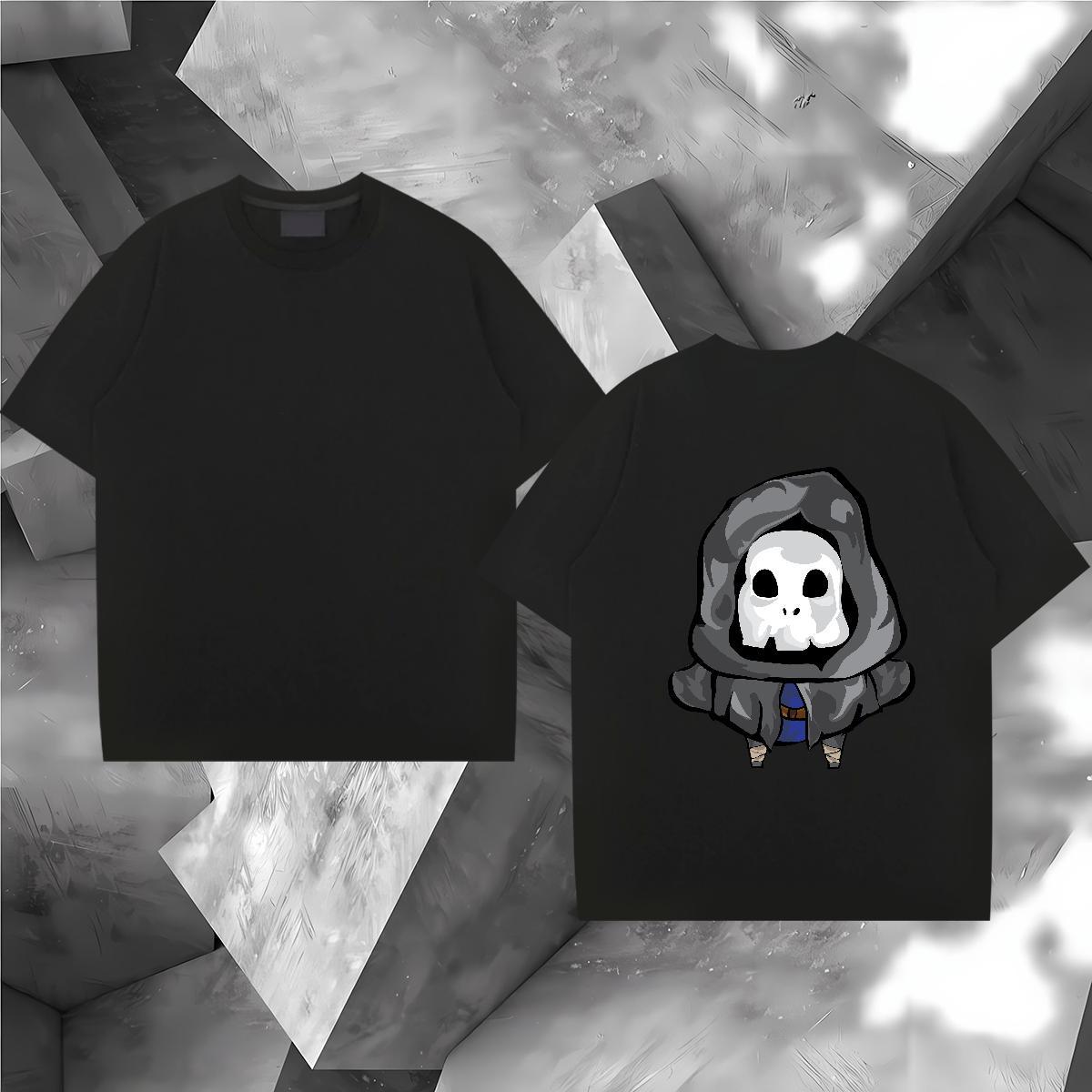 Casual New Men T Shirts skull Clothings 100% Cotton 230g Anime Printing Street Loose Fit Oversized Breathable Short Sleeve Men Tshirts