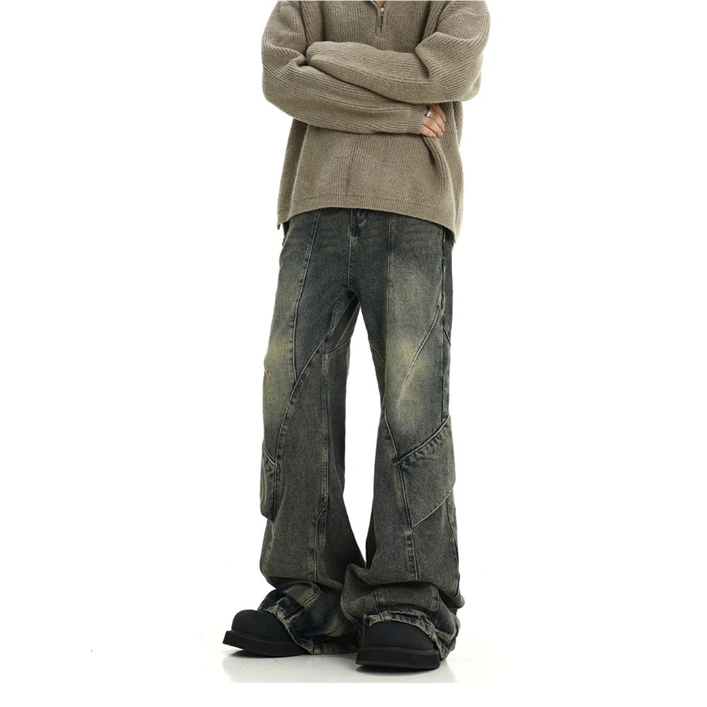 Vintage Jeans Men Loose Streetwear Trousers Wide Leg Summer Fashion Casual Punk Original Street Baggy Flared Denim Pants 240806