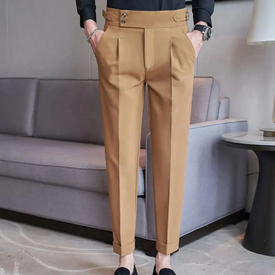 Mens Casual Pants Soft Tight Stretch Trousers For Business Social Office Workers Interview Party Wedding Suit 3828 240806