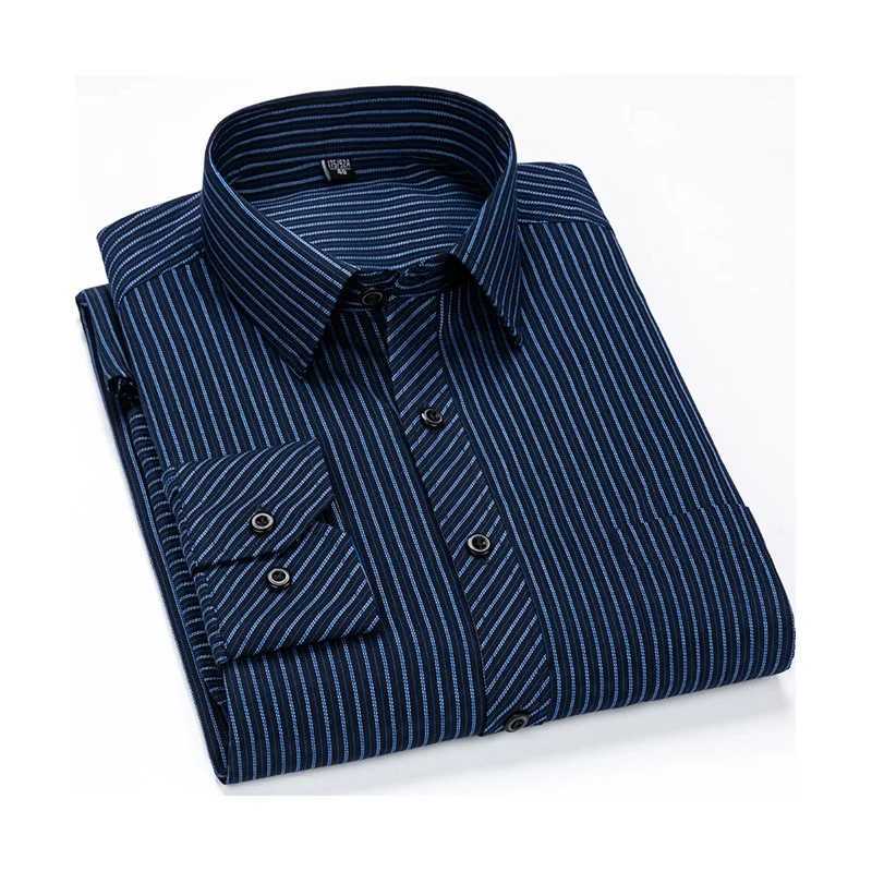8XL 7XL Plus Size Men Long Sleeved Shirt Mens Business Casual Slim Fit Shirts Men Striped Dress Work Social Dress Shirt M250121