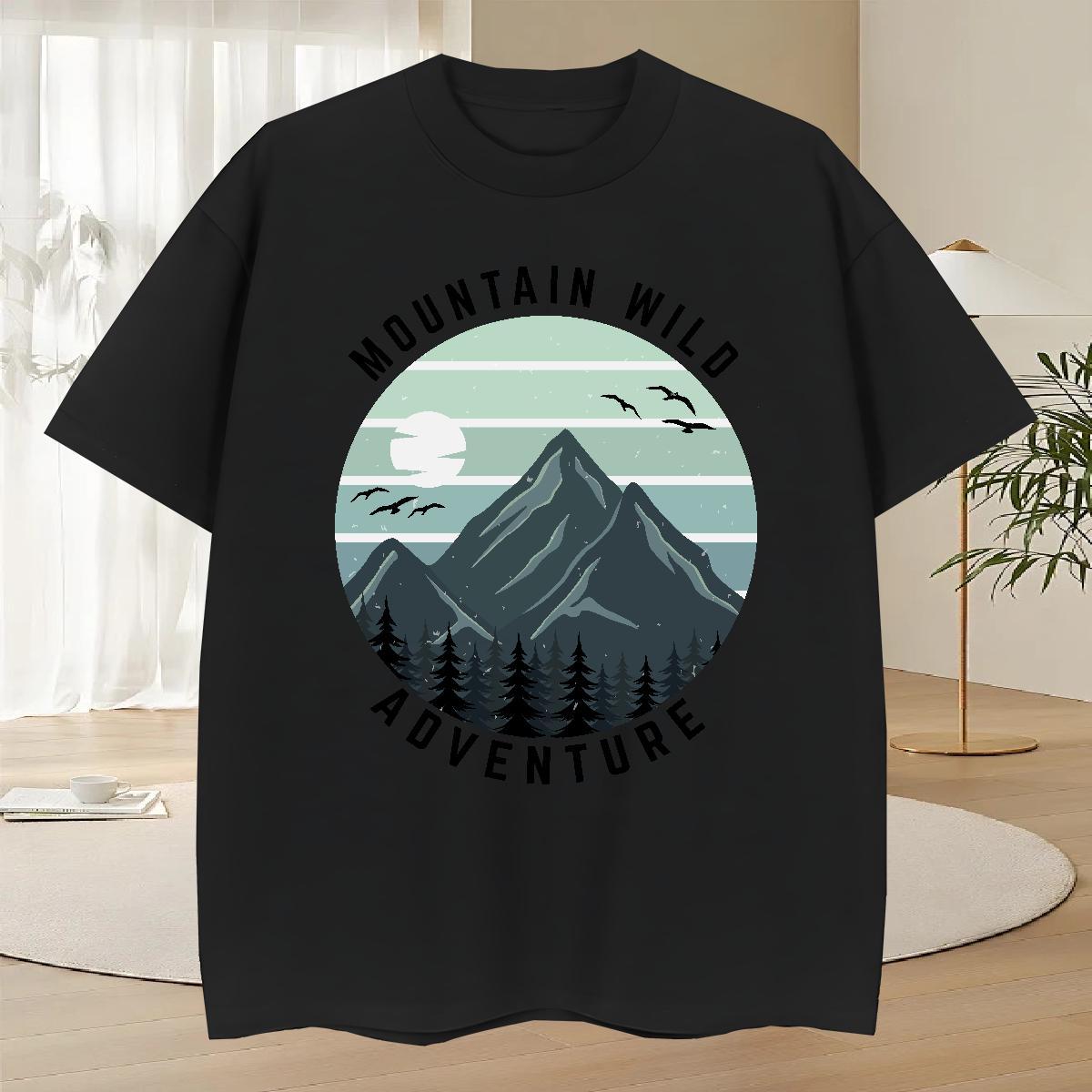 2024 Summer Men T Shirts mountains Tops Shirt 100% Cotton 230g Casual Beach Designer Oversized 3XL 4XL Crew Neck Men Tshirts