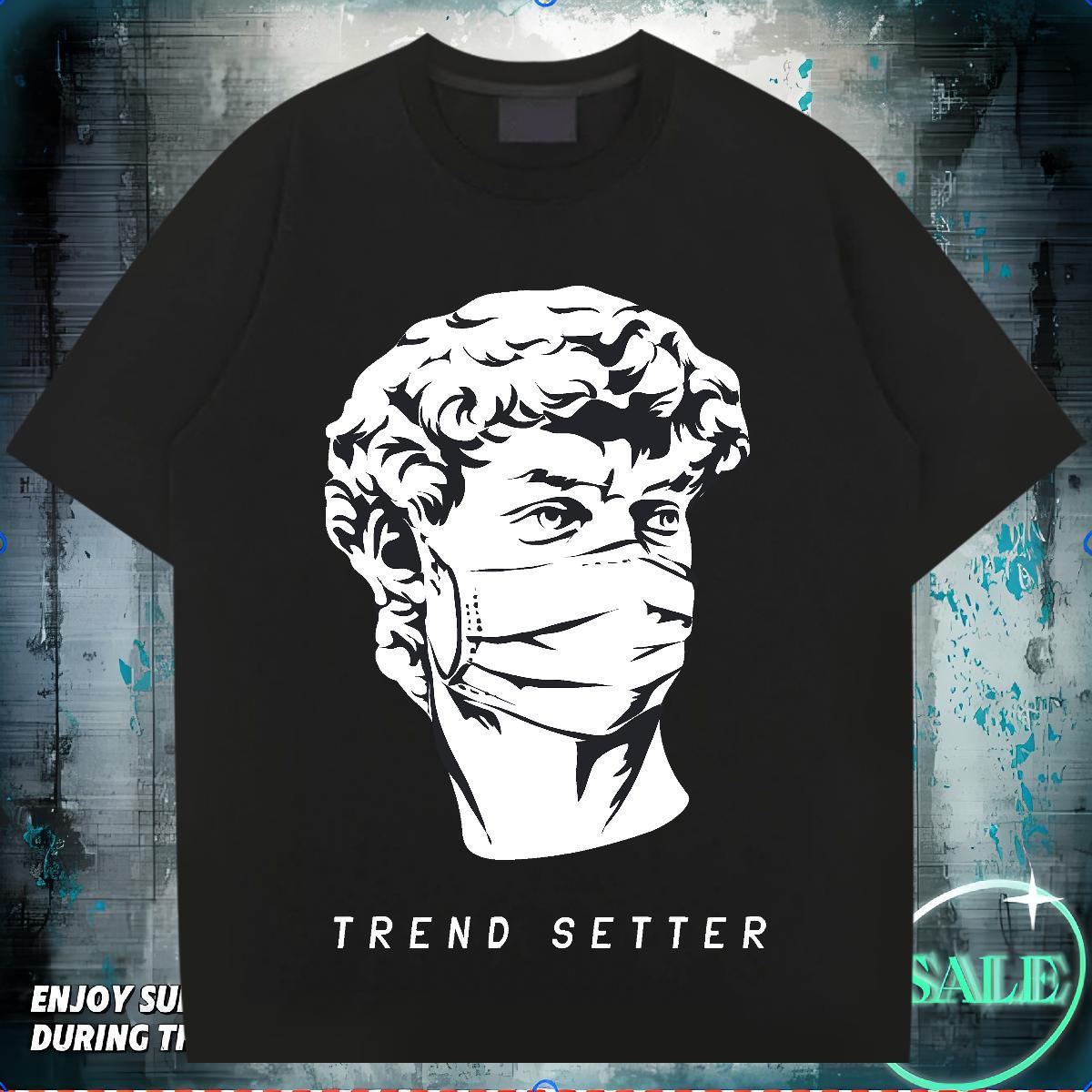 Wholesale T Shirts Men portrait Clothings 230g Pure Cotton Casual Daily Wear Popular Custom Cartoon Round Neck Short Sleeve Men Clothes T-Shirt