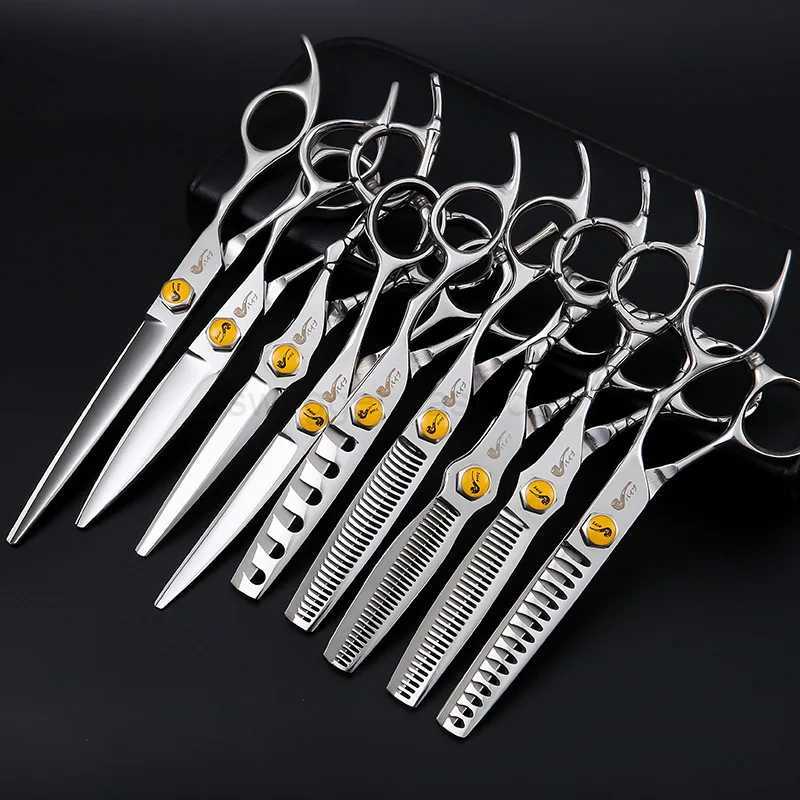 6 Professional Hair Scissors Japan Hairdressing Scissors Barber Tool Flat Cut Teeth Thinning Scissors Hair Salon ShearsXJ240807
