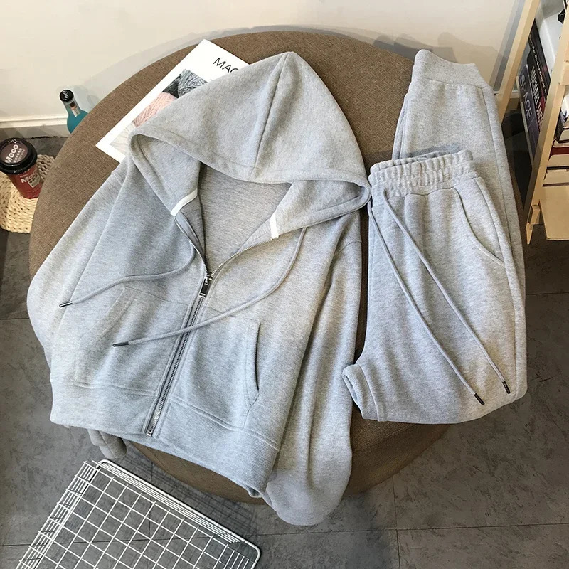 Spring Autumn Short Hoodie Set Fashion Ins Sportswear Women Track Suit Casual Two-Piece Sports Suit Loose Outfit 240807