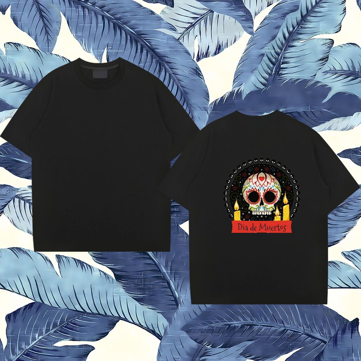 2024 New T-Shirts skull Tshirts 230g 100% Cotton Hip Hop Soft Plus Size Cartoon O Neck Short Sleeves Tshirt for Man Woman