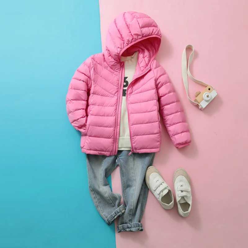 0-10 Childrens Ultra Light Duck Down Jacket 2024 New Autumn Winter Hoodie Boys and Girls Childrens Warm Puff Jacket X2411151