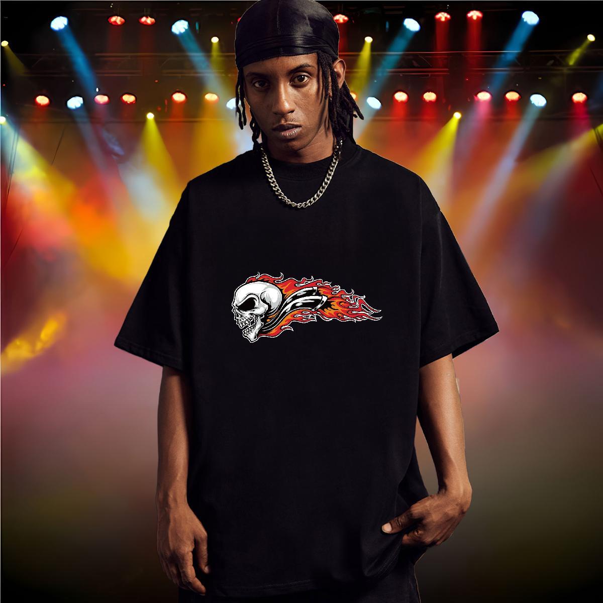 Free Shipping Man T Shirts skull Clothes 230g 100% Cotton Sport Popular Custom Cartoon Breathable Mens Tshirts