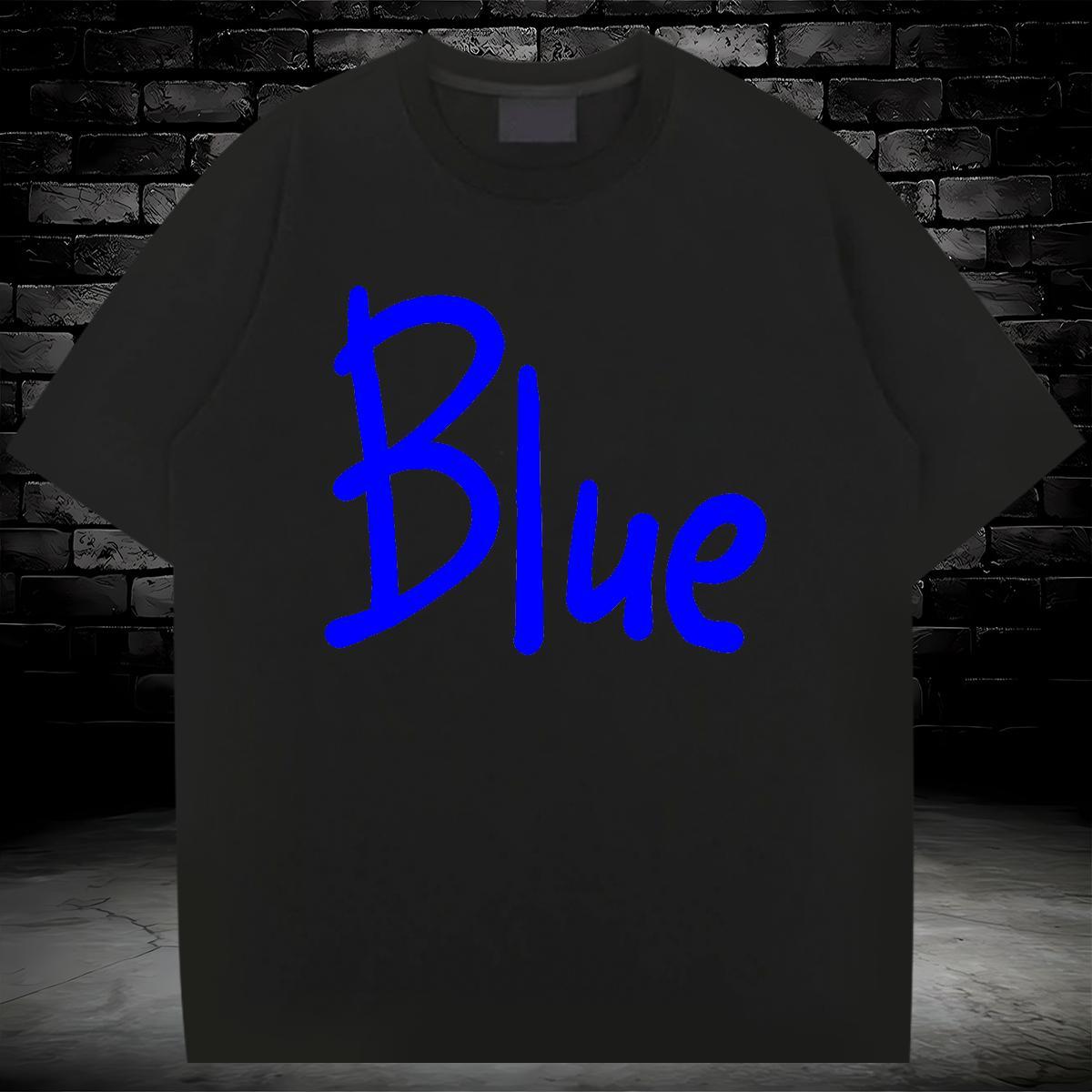 New Designer T-Shirts blue Tees 230g 100% Cotton Spring Summer Cool Design Cartoon Printing L-4XL Pure Cotton Men Clothes T-Shirt