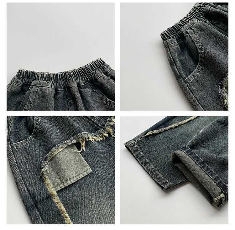 Jeans Spring Autumn Boys fashion design R hem jeans Kids unique denim pants