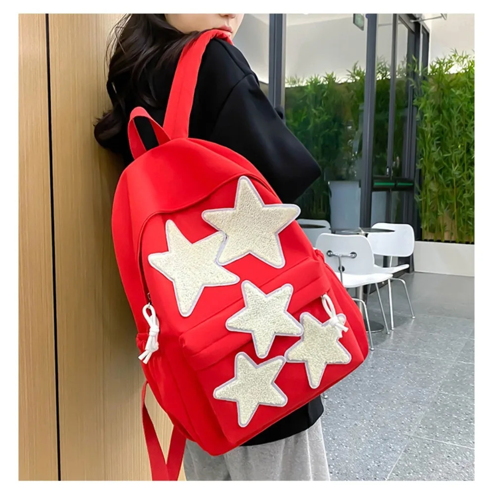 Fashion star backpack for women waterproof nylon canvas teenagers large capacity student travel bag 240807