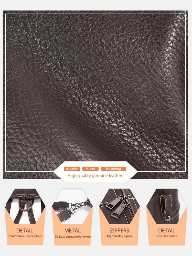 Zency Womens Fashion Genuine Leather Backpack Travel Knapsack Large Capacity Rucksack Suitable for iPad A4 Books School Shoulder Bag Sac 240807