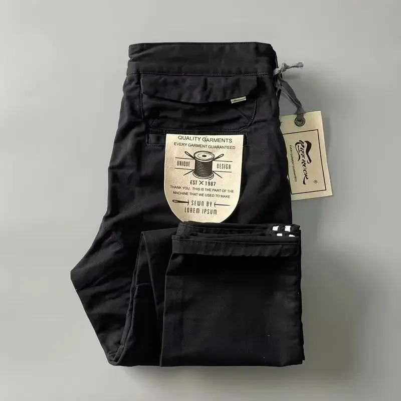 Vintage American Style Mens Slim Fit Cargo Pants Thickened For Work Wear Resistant Breathable Street Trousers 240806