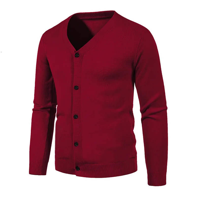 Autumn Mens Knitted Cardigan Thin V-neck Basic Elastic Slim Fit Thin Sweater Solid Color Casual Versatile Coat 240814