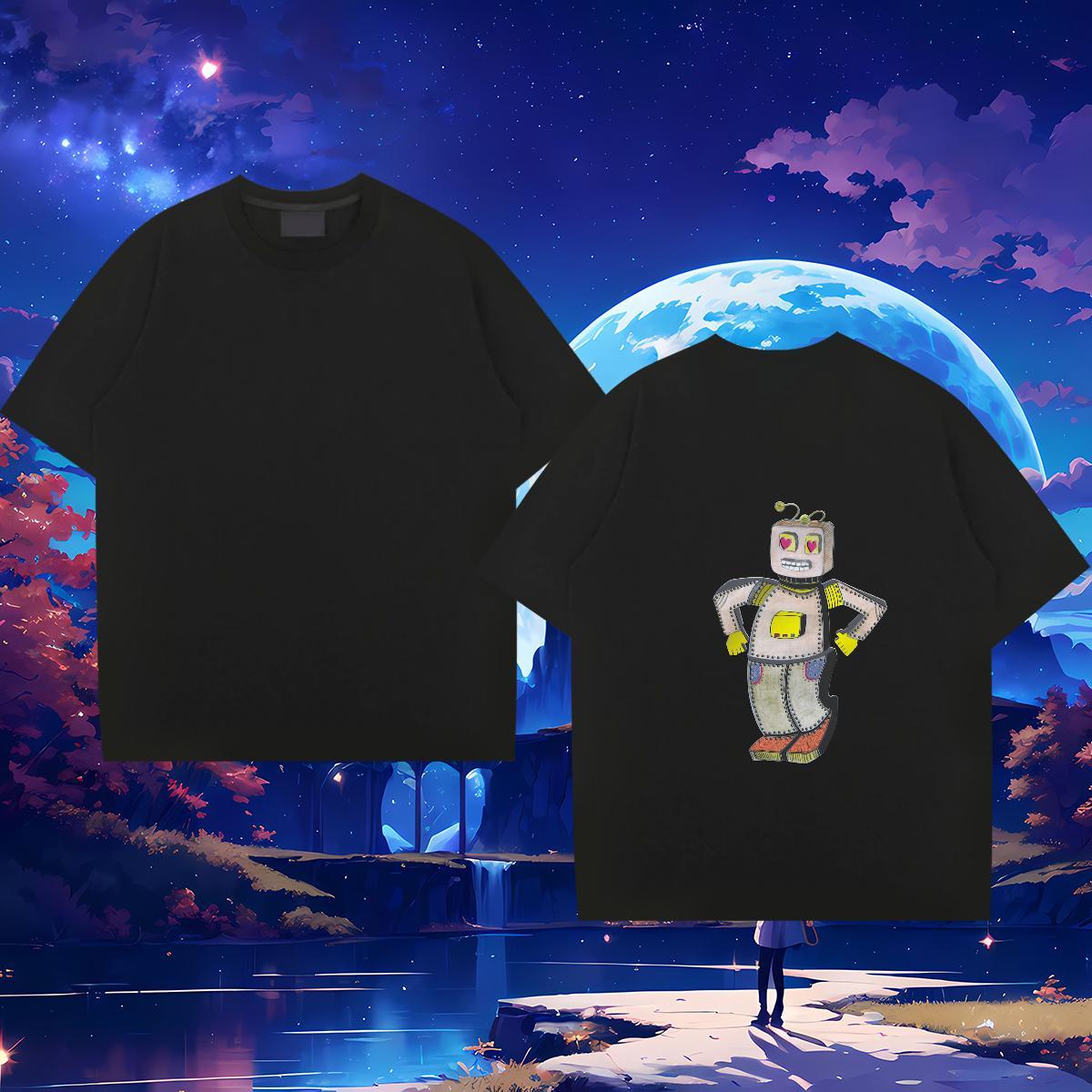 Designer Mens T Shirts robot Tee Shirt 230g Pure Cotton Hip Hop Street High Quality Custom Print Oversized Round Neck Short Sleeve Men Tops Tees