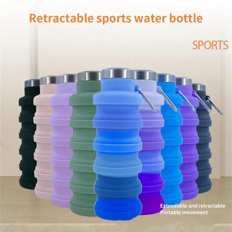 Silicone sports outdoor retractable portable silicone cup foldable water bottle Z260202