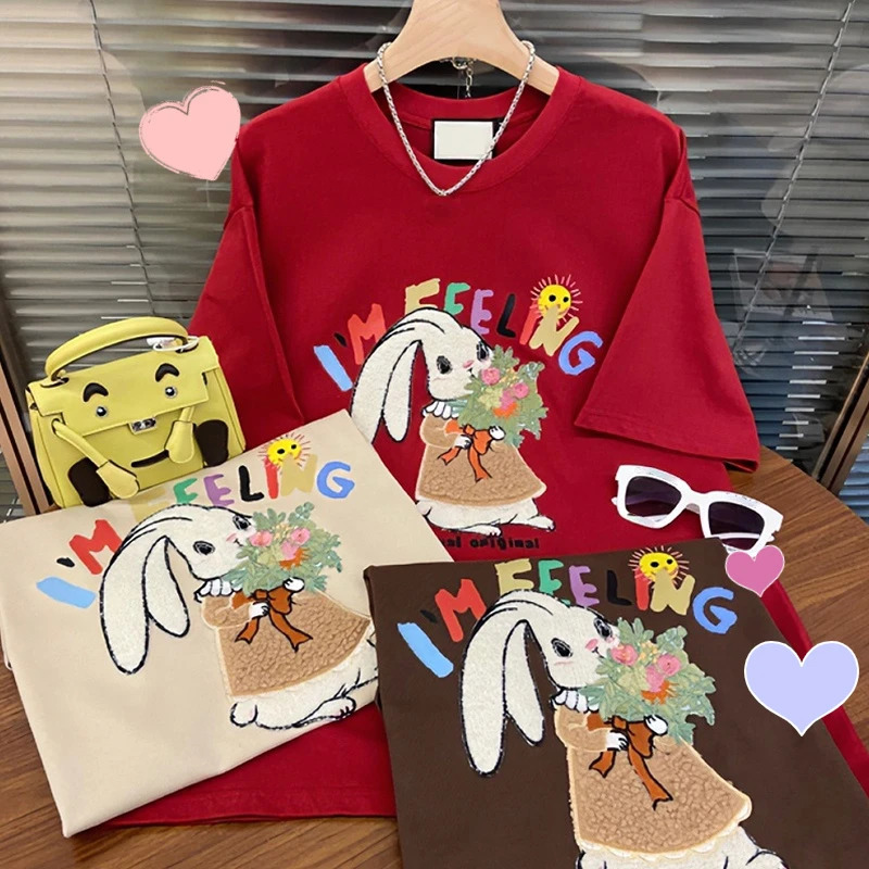 Bow Embroidery Beading Plus Size Cotton T-shirt Harajuku Aesthetic Arts Y2k Female Tops Summer Streetwear Lady Tees 240807