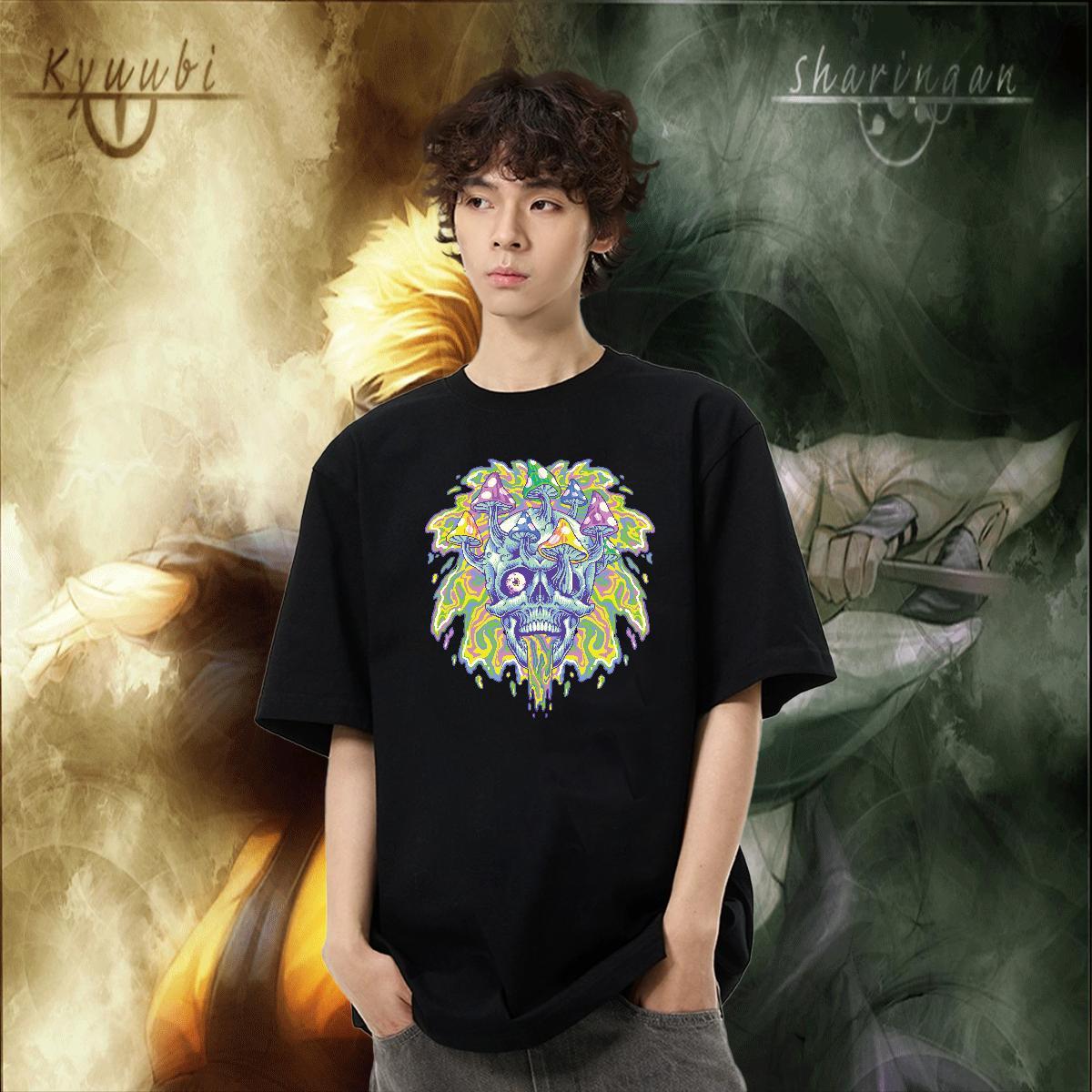 New Arrival Men T Shirts skull Tops 230g Cotton Casual Daily Wear Cool Design DIY Pure Cotton Men Tops Tees