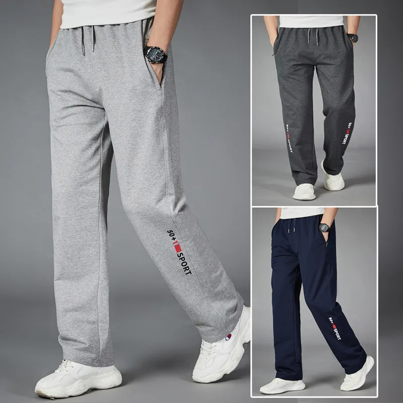 Men Running Pants Joggers Sweatpant Spring Autumn Jogging Sport Trousers Loose Gym Fitness Straight Breathable Active 5XL 240806