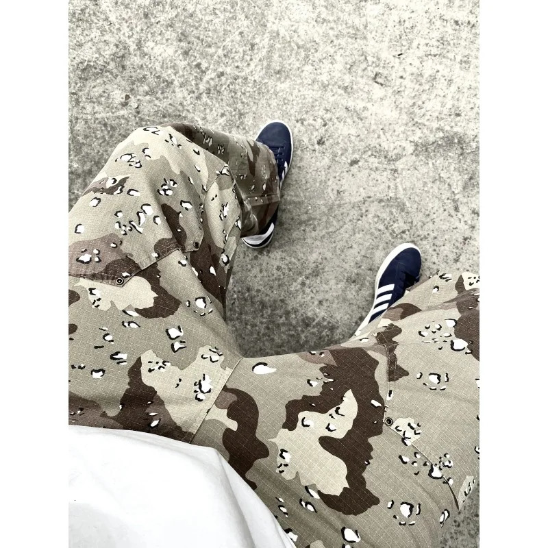 Cooocoll Fashion Desert Camouflage Functional style Lumber Pants Casual Oversize Vintage Straight Barrel Trousers For Men 240806