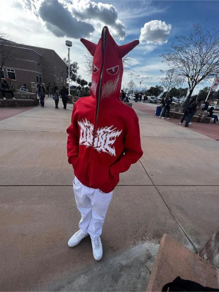 Aesthetic Y2K Streetwear Hoodie Women Men Rhinestone Skeleton Loose Sweatshirts Zip up Hoodie Goth Hoodies Jacket Hip-hop Grunge 240807