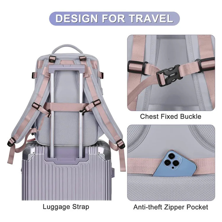 Female travel backpack carry on TSA approved laptop flight university nurse bag leisure day 240807