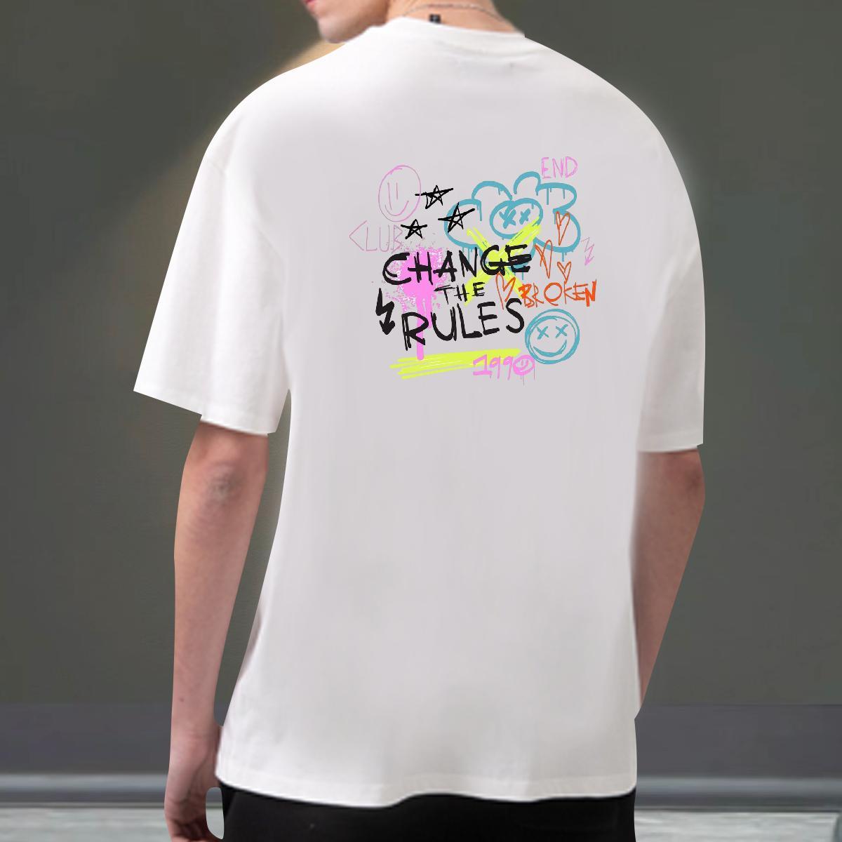 2024 Designer T Shirt For Man letter Polos 230g 100% Cotton Hip Hop Street Popular White Plus Size Round Neck Short Sleeve Men Tops Tees
