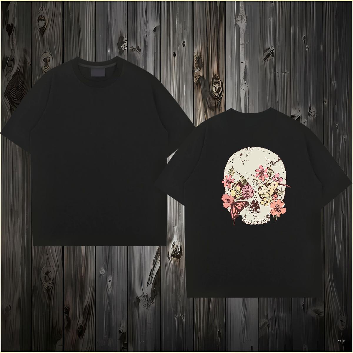 Designer T Shirts Men skull Clothes 100% Cotton 230g Hip Hop High Quality Oversized 4XL Crew Neck Breathable Men Clothes T-Shirt