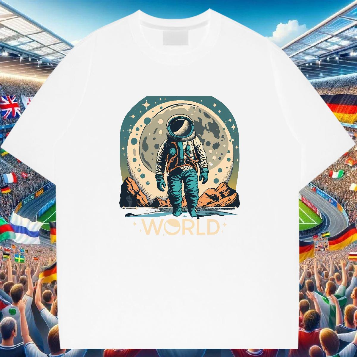 Free Shipping T-Shirts for Men spaceman Tops Shirt 230g 100% Cotton Street wear Hip Hop Wholesale Custom Printed Pure Cotton Tshirts