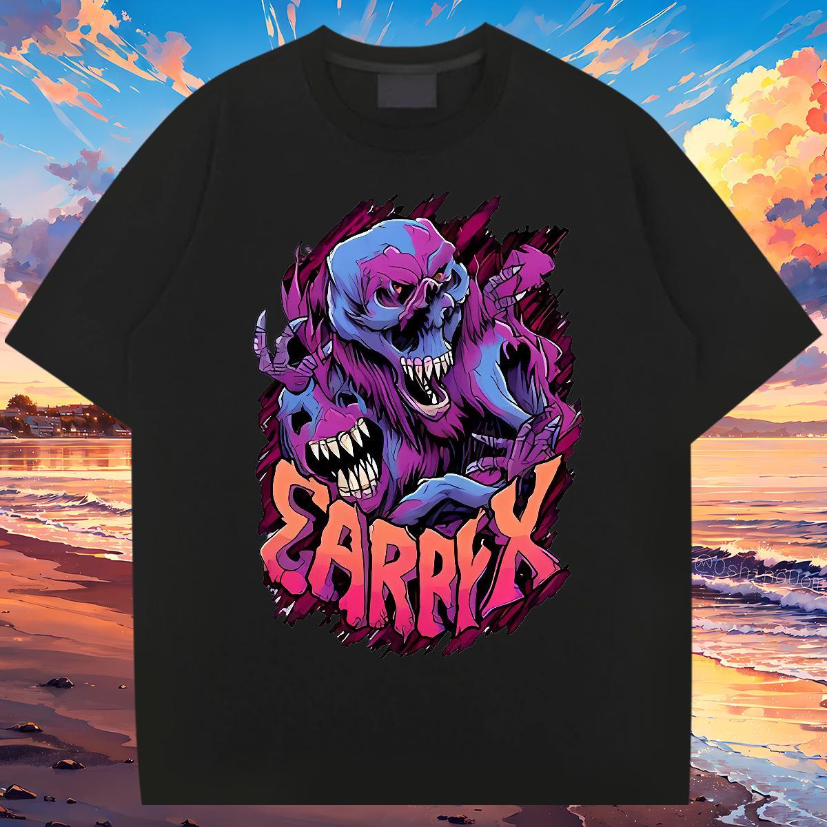 Fashion Designer T-Shirts skull Tops 100% Cotton 230g Street wear Hip Hop Popular DIY Printed Breathable Crew Neck Men Tops Tees