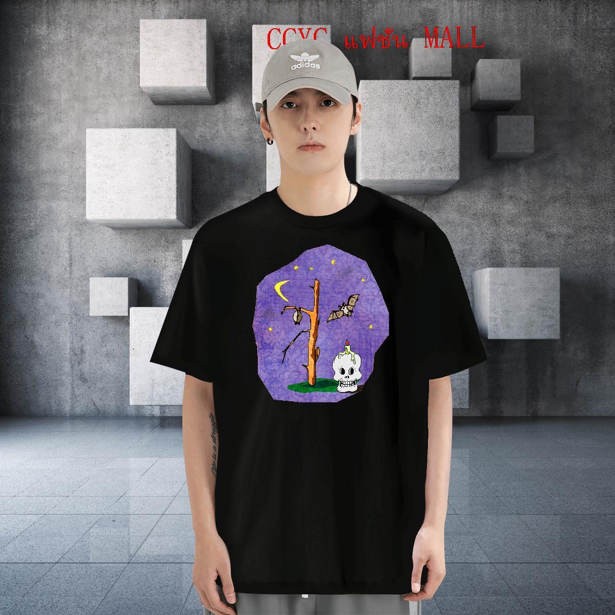 New Mens T Shirts skull Tshirts 230g Pure Cotton Casual Brand Anime Print Breathable Crew Neck Men Clothes T-Shirt