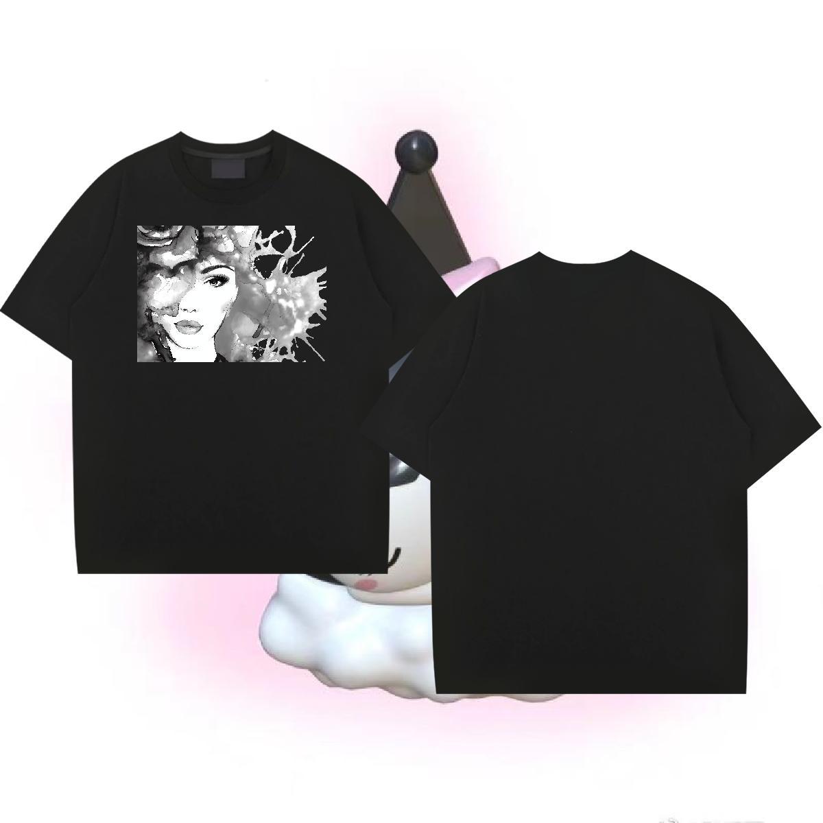 2024 Summer T Shirt For Man face Clothings 230g Pure Cotton Casual Classic Oversized Crew Neck Breathable Couples T Shirts