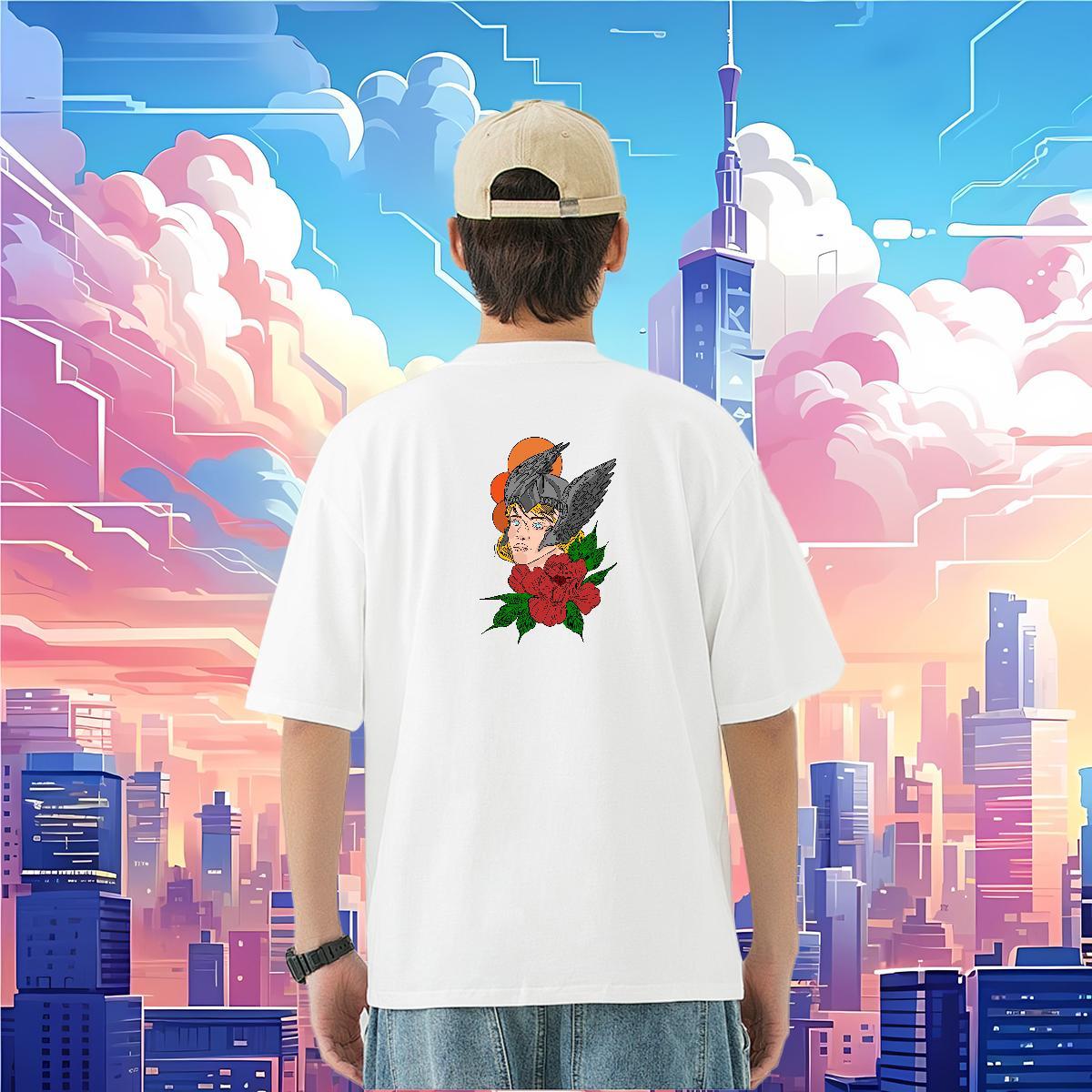 Wholesale T-Shirts for Men portrait Wear 230g Cotton Anime Printing Street Classic Asian Size Round Neck Short Sleeve Tshirts