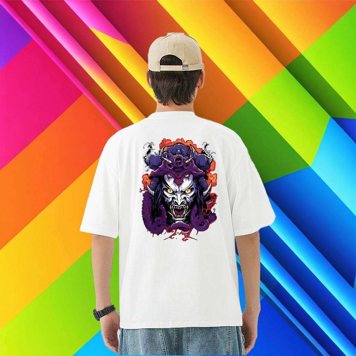 2024 New Men T Shirts Terror, Purple Dragon,Flame Tees 100% Cotton 230g Summer Casual TOP Quality Custom Big Size Breathable Short Sleeve Men Tops Tee
