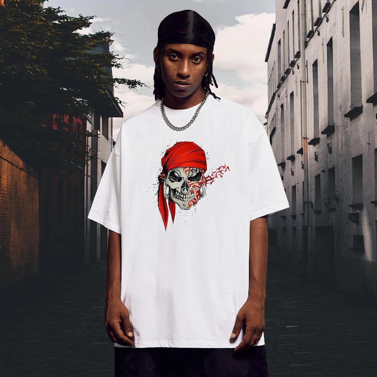 Fashion Casual T Shirts Men skull Tees Shirts 100% Cotton 230g Outdoor Classic Oversized 4XL Breathable Short Sleeve Tshirt for Man Woman
