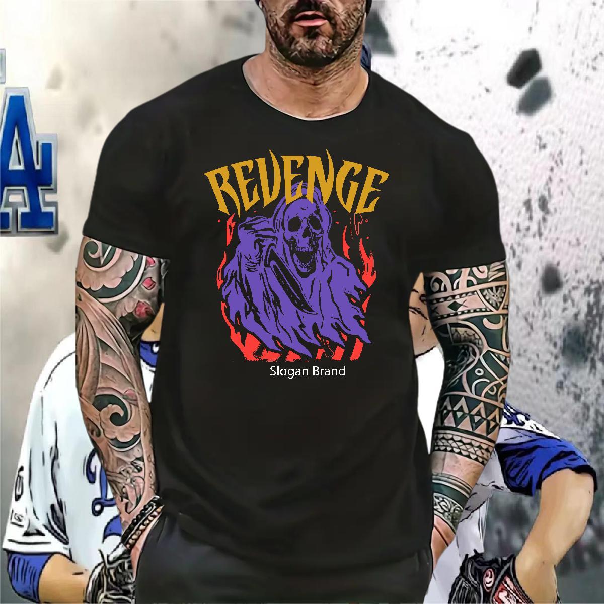 Casual New Mens T Shirts skull Tshirts 230g Cotton Street Casual TOP Quality Custom Cartoon Breathable Crew Neck Men Tees
