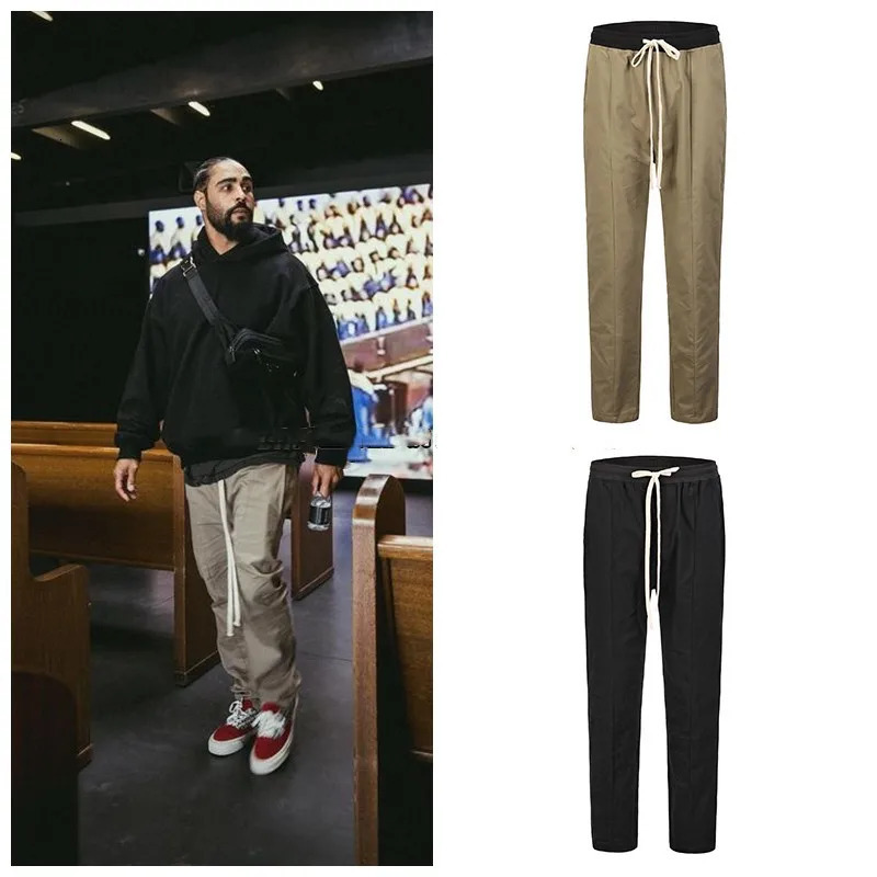Black Khaki Retro Pants Baggy High Street Mens Joggers Vintage Straight Trousers Loose Casual Back Pockets Sweatpants for Men 240806