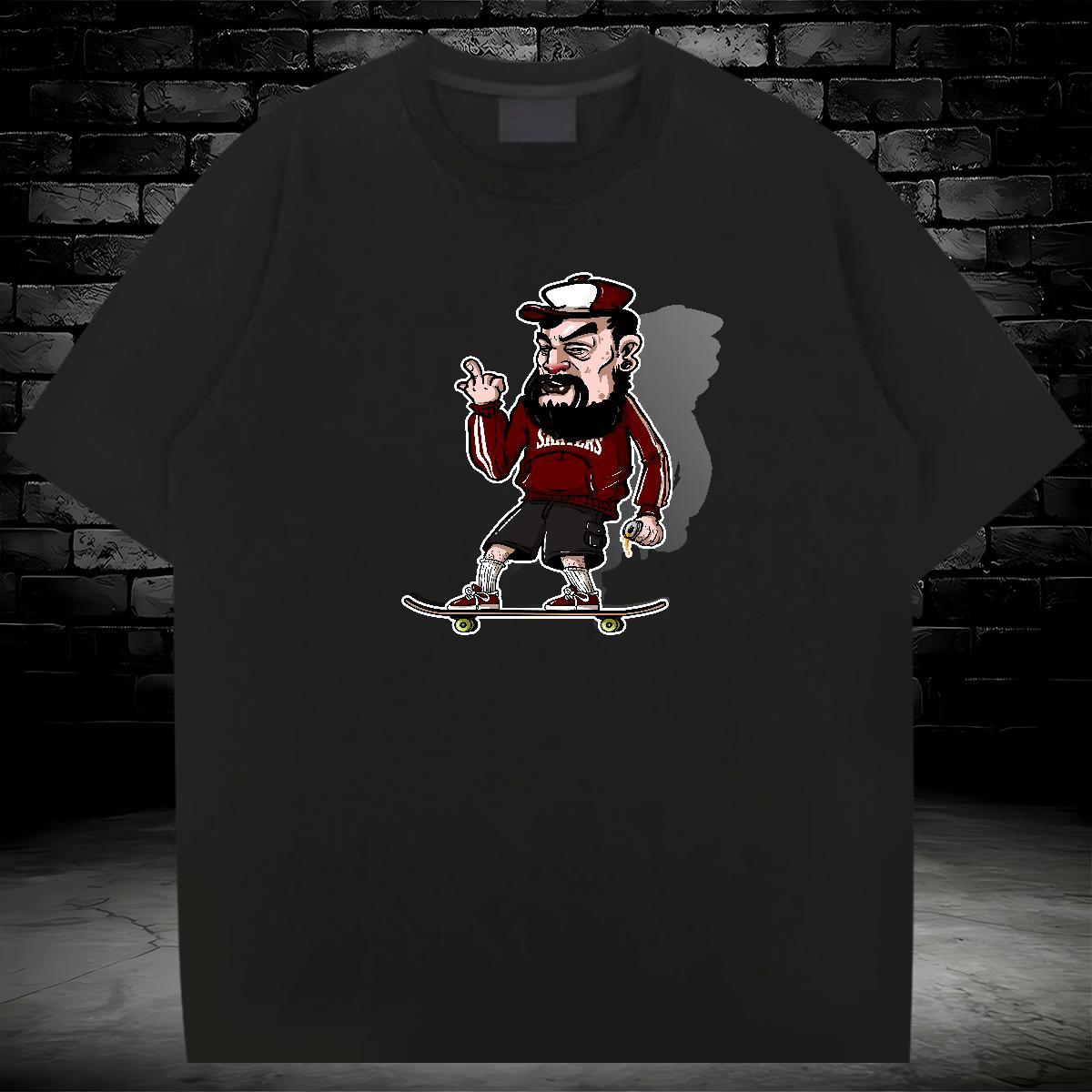 New Designer T Shirt For Man person Clothes 100% Cotton 230g Beach Free Shipping Cartoon Print O-Neck Short Sleeve Couples T Shirts