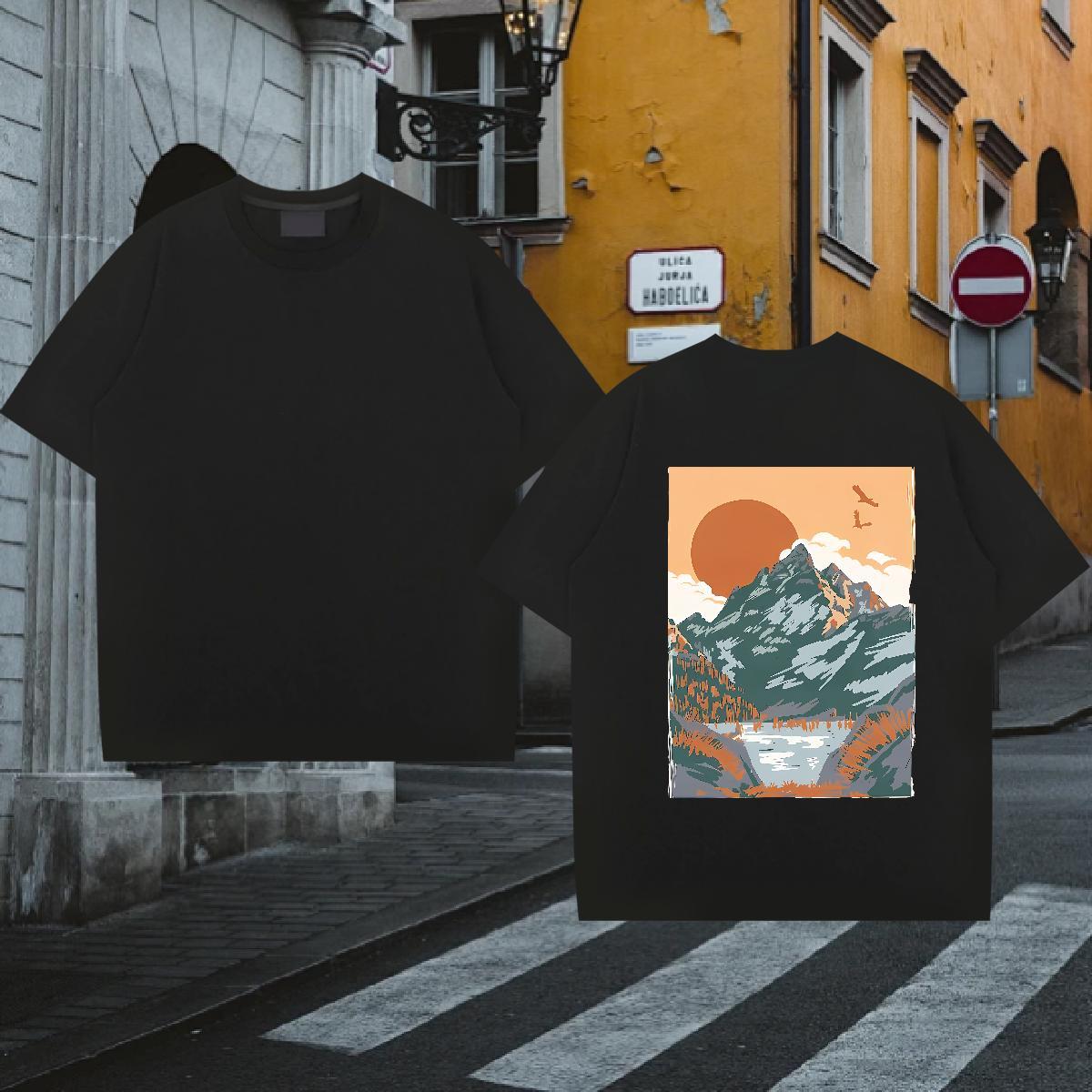 2024 DIY Man T Shirts mountains Tops Tees 230g 100% Cotton Casual Daily Wear High Quality Customized Print Pure Cotton Couples T Shirts