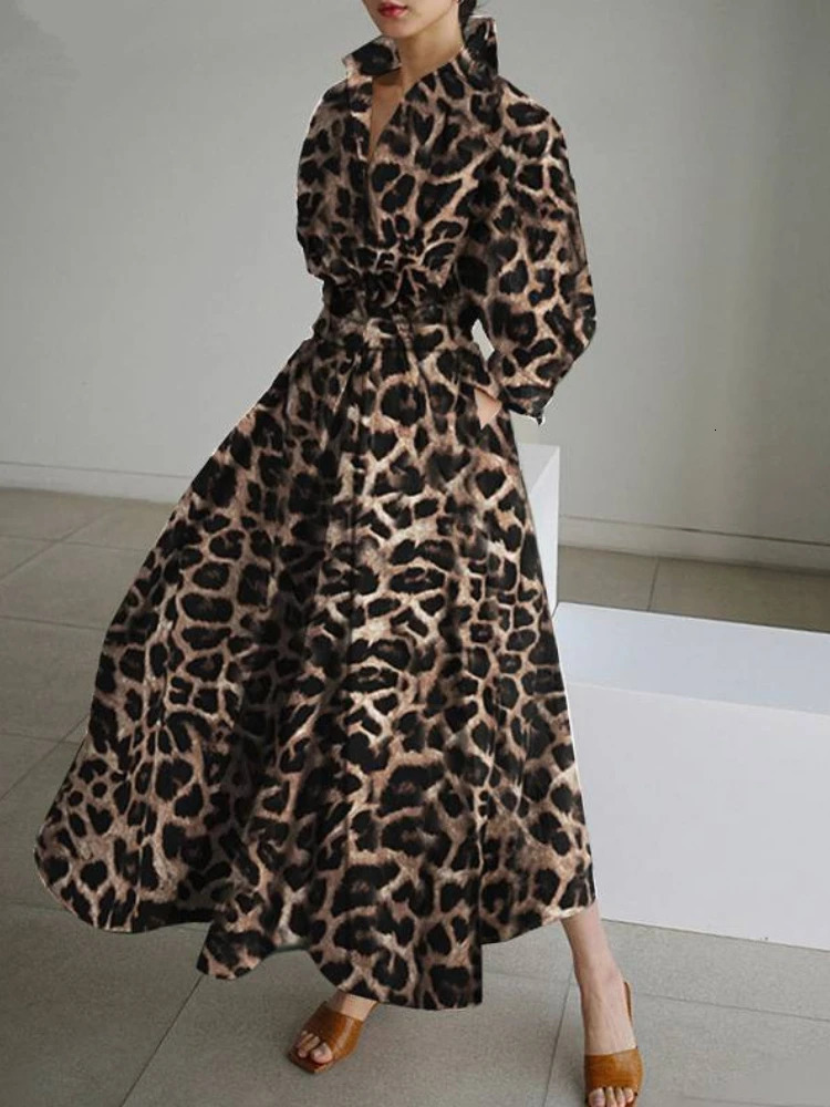 S-5XL Korean Fashion Long Sleeve Shirt Dress Chic Turndown Neck Ruched Maxi Dress Women Autumn Winter Clothes Streetwear 240816