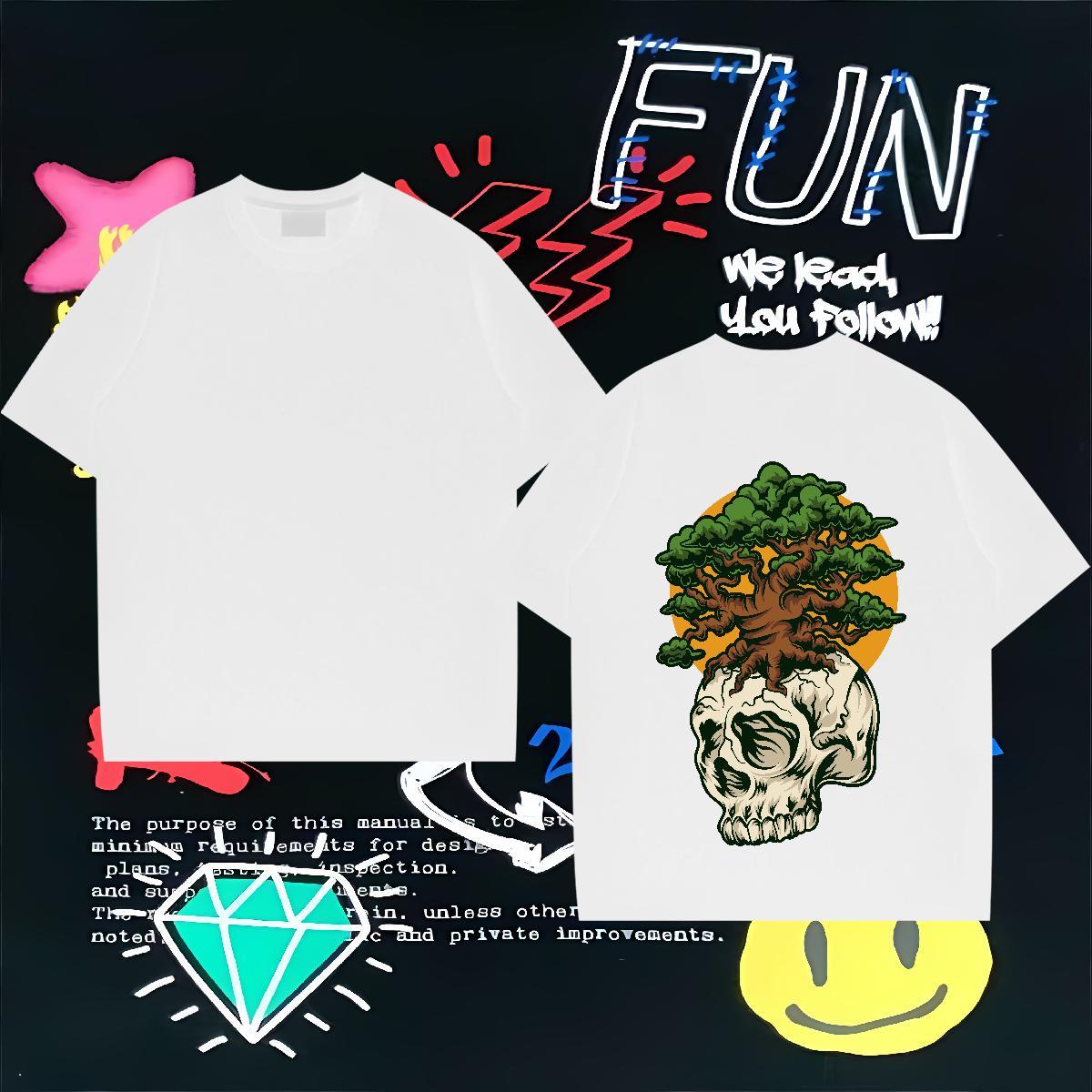 Designer Fashion T shirt skull Tshirts 230g 100% Cotton Daily Wear Loose Fit Oversized 4XL Breathable Short Sleeve Men Tops Tees