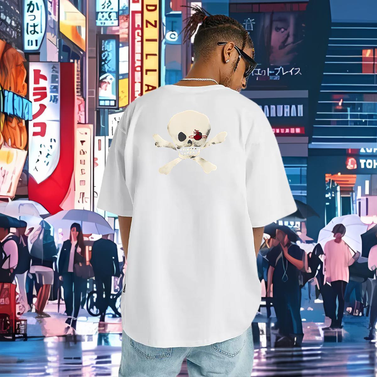 Fashion Designer Man T Shirts skull Clothings 100% Cotton 230g Street Casual Wholesale DIY Logo Oversized Round Neck Short Sleeve Men Tees