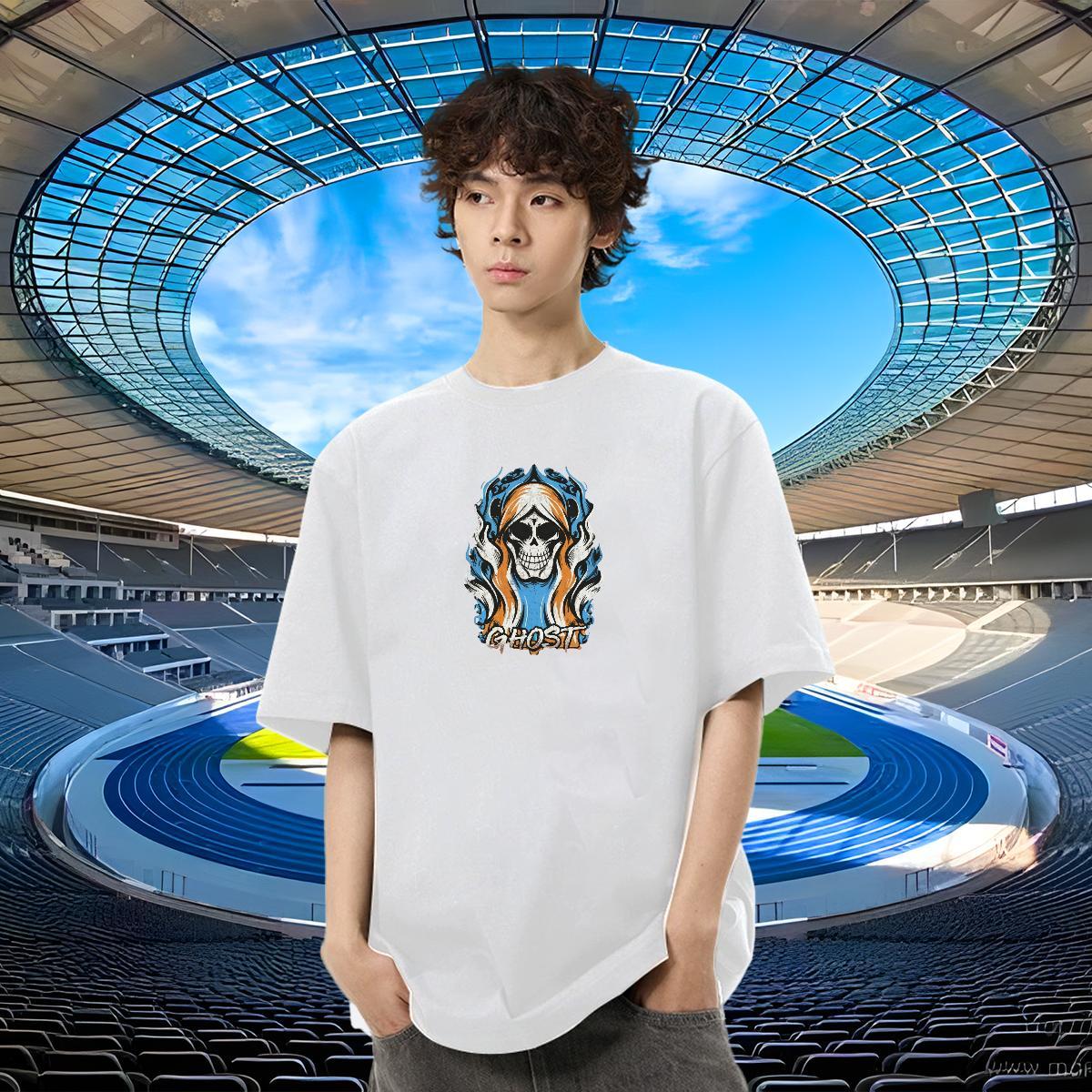 Custom Men T Shirts skull Clothings 230g Cotton Sports Casual Cool Design Customized Print Short Sleeve Soft Men Tops Tees