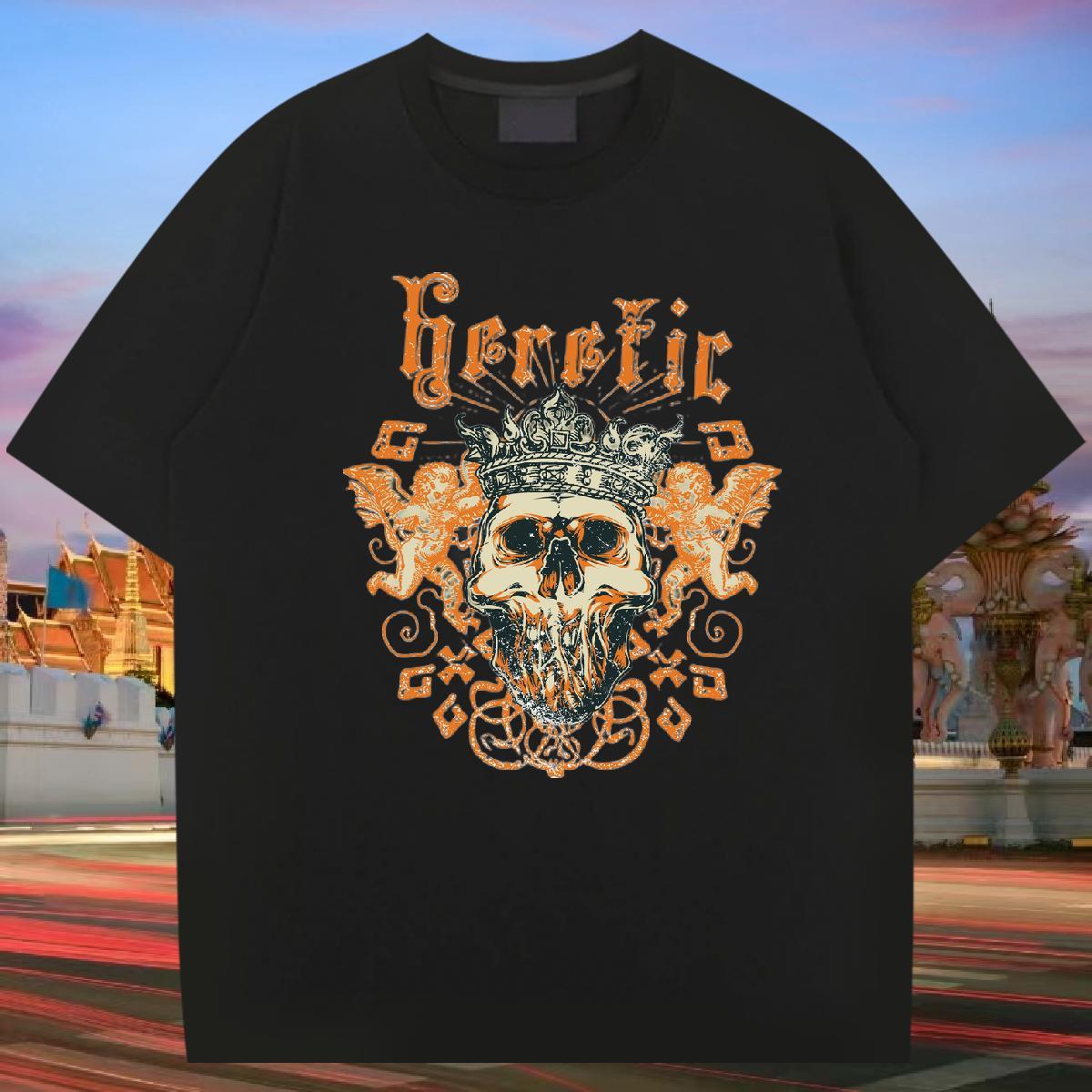 Classic Casual T Shirt For Man skull Tees Shirts 230g Pure Cotton Anime Printing Street Designer DIY Breathable Men Clothes T-Shirt