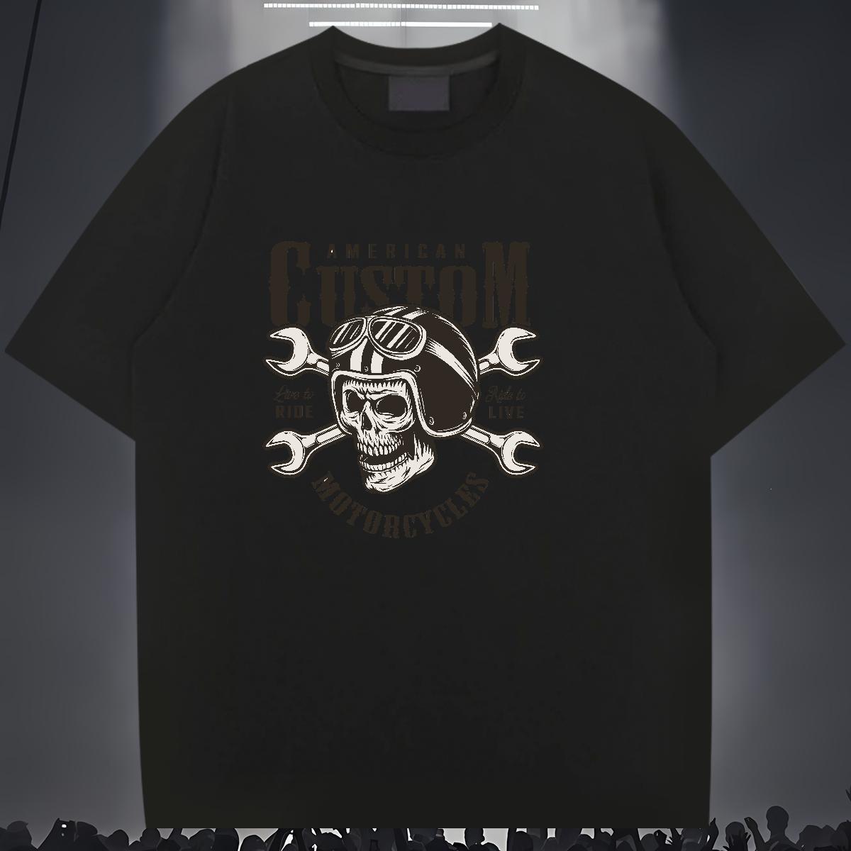 Classic Casual T shirt skull Top Tees 230g 100% Cotton Anime Printing Street Free Shipping Cartoon Printing L-4XL O-Neck Short Sleeve Men Clothes T-Sh