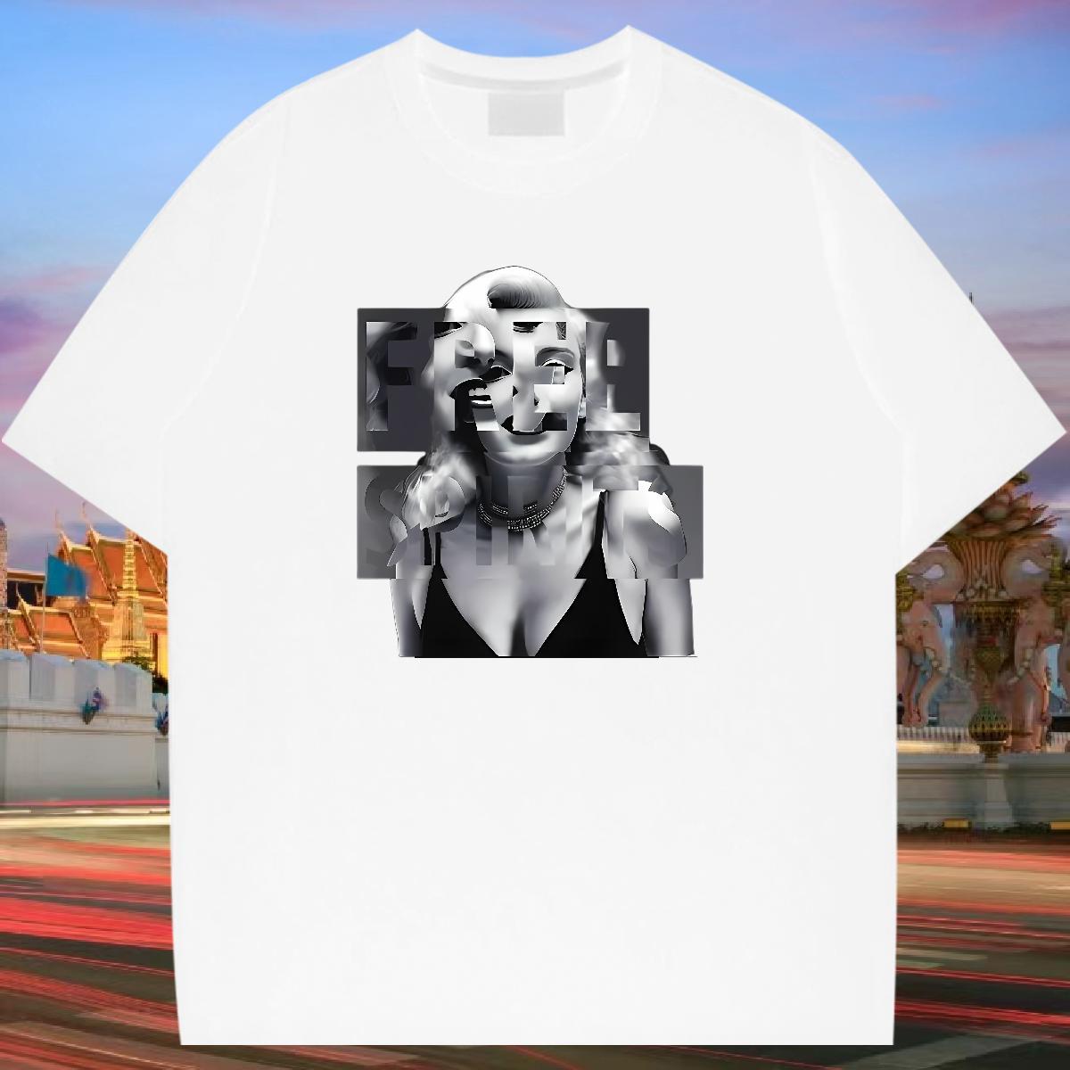 Brand T shirt person Tops Tees 230g Pure Cotton Casual Beach Cool Design Custom Printed O-Neck Short Sleeve Men Tees