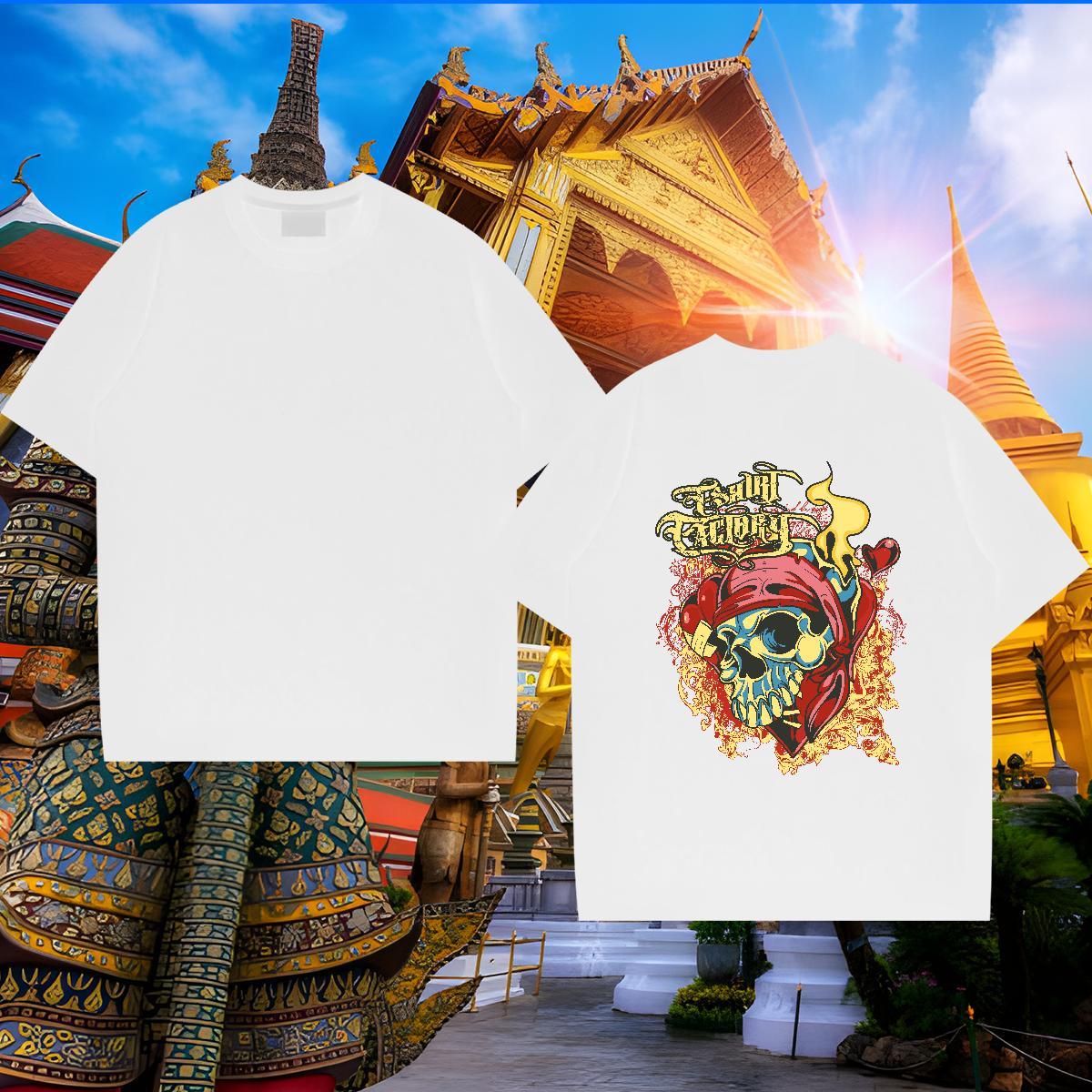 Casual New T Shirt For Man skull Tees Shirts 230g Cotton Street Classic Custom Cartoon Breathable Soft Men Tees