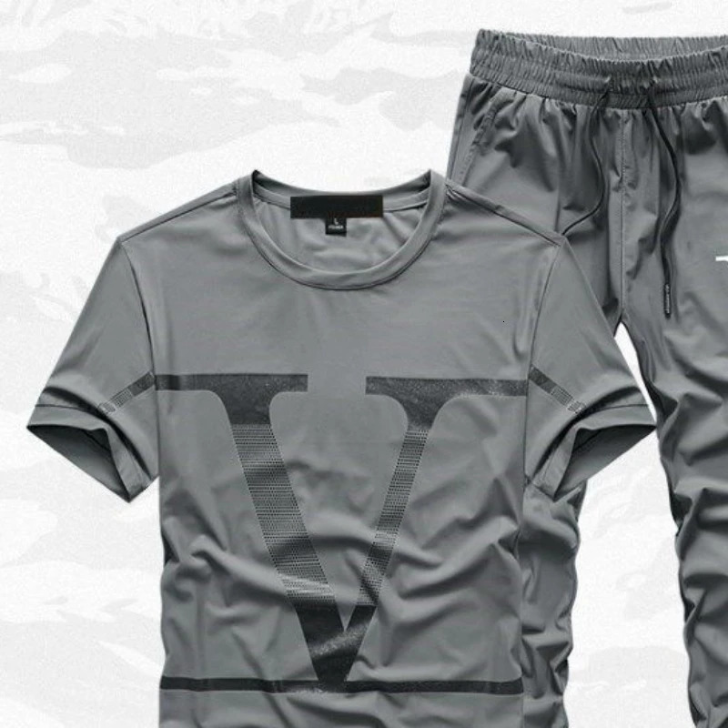 Sweatpants Smooth T-shirts Pants Suits For Men Nylon Workout Set Alphabet Tee Man Trousers Sets Fashion Offer Youthful Emo 240806